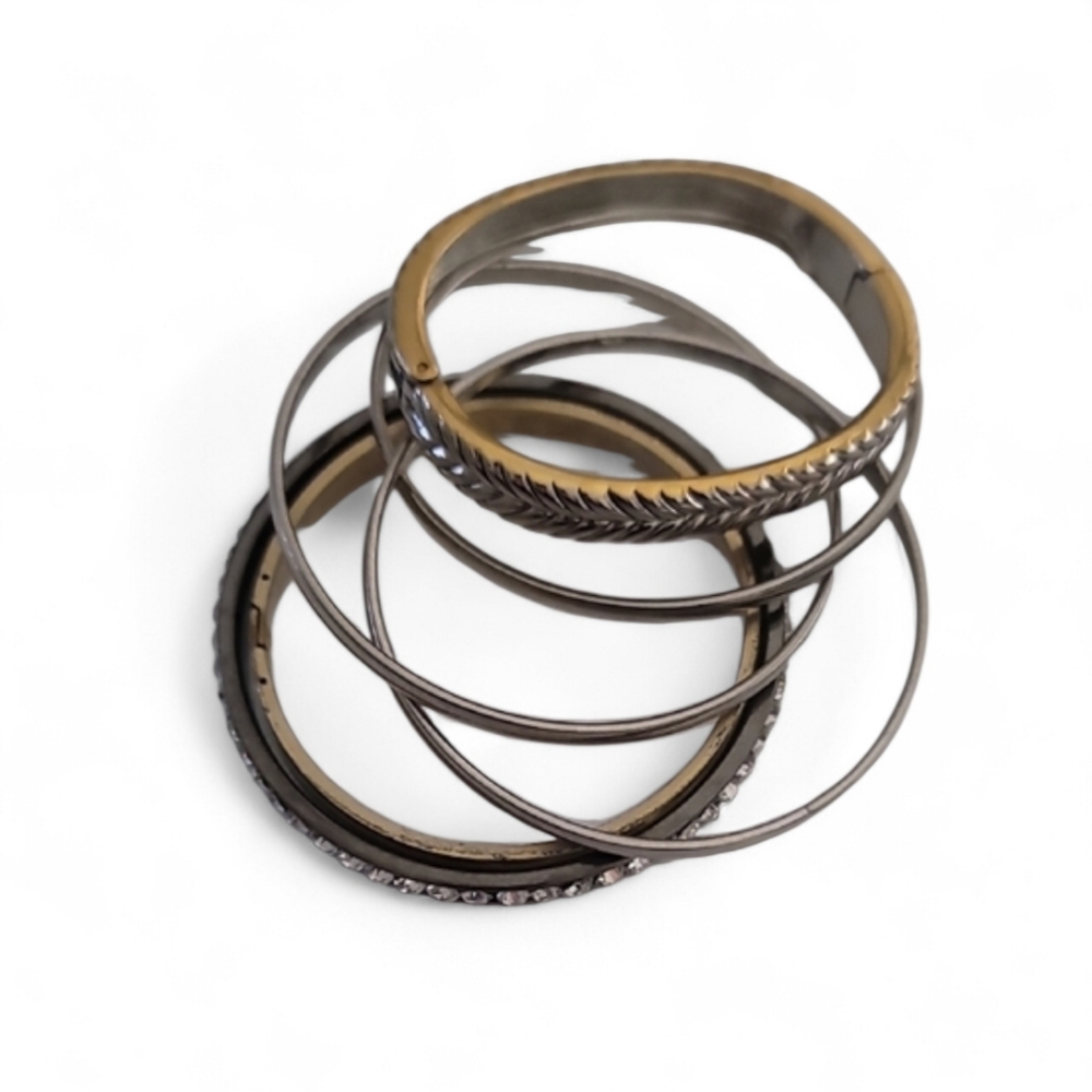 Elegant Silver and Gold Ring Set 6 Pc